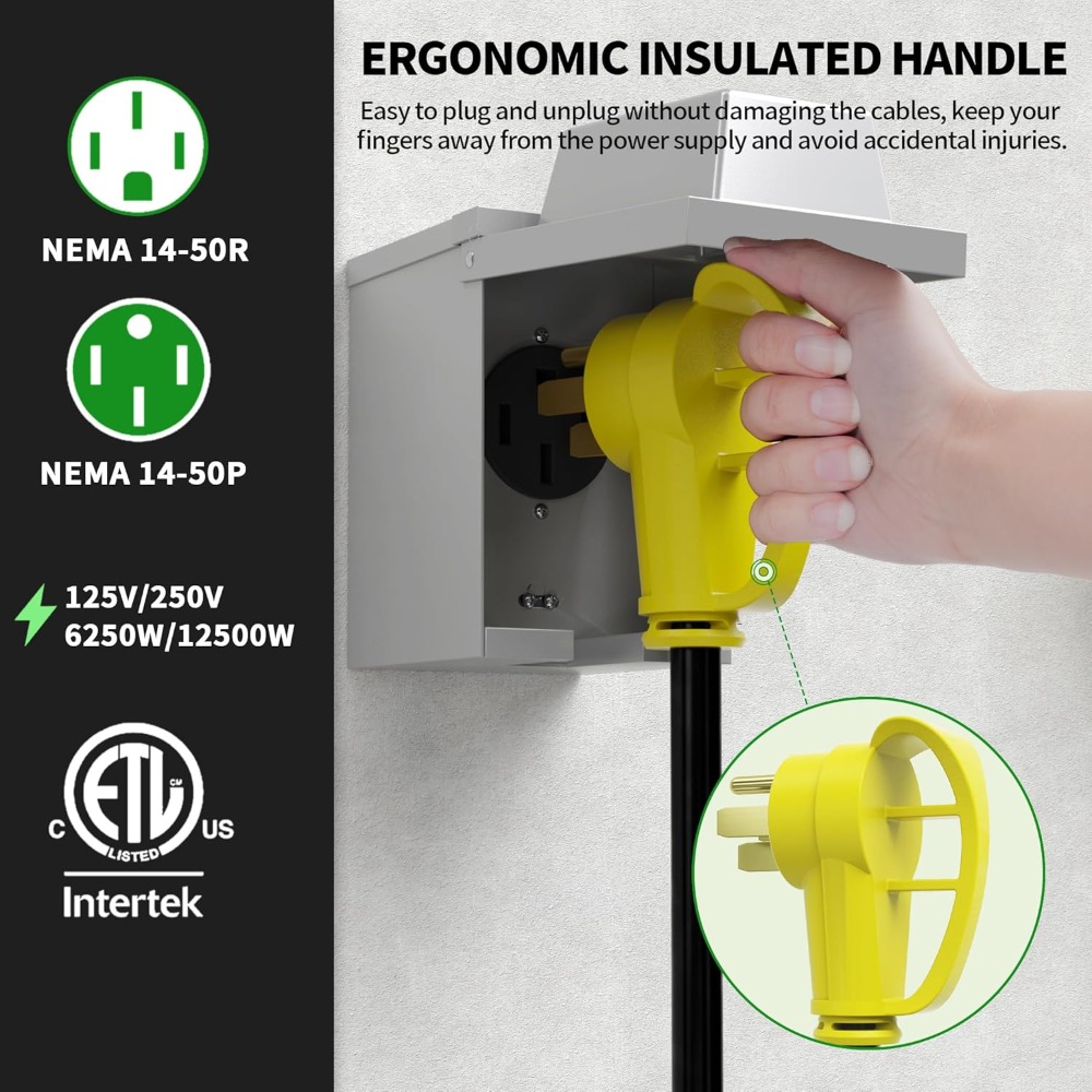Outdoor Power Extension Cord - 米国発送 最新 25フィート 50アンペア RV EV延長コード