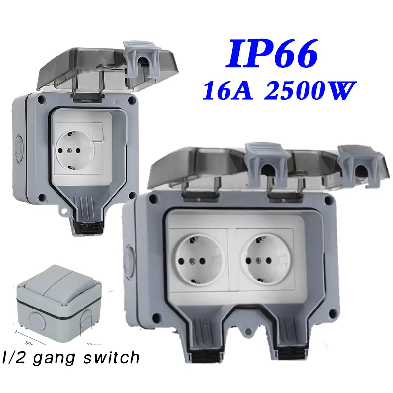 Outdoor Power Solutions - EU KR 屋外壁防水ソケット 16A コンセント韓国電力 110-250V