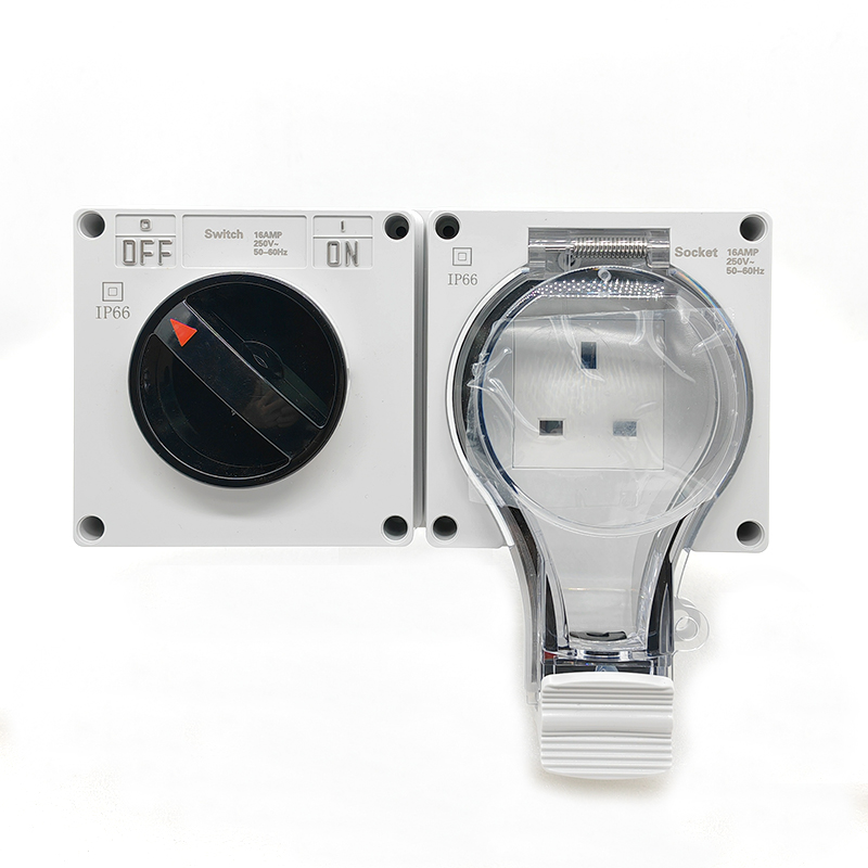 Power Switch Outdoor - IP66 防水壁スイッチソケット電源 16A 250V 1 ポジションプラグ英国/米国標準屋外防雨工場卸売
