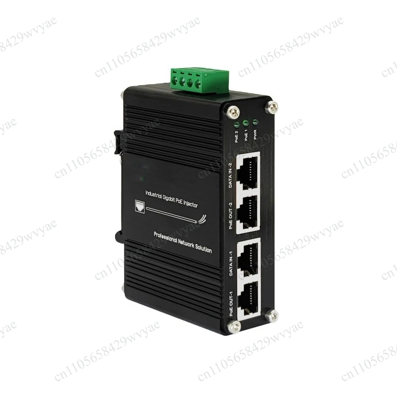 Outdoor Power Port - 60W 2ポートPoEインジェクター 10/100/1000Mギガビット 802.3at アクティブ電源アダプター DINレールマウント