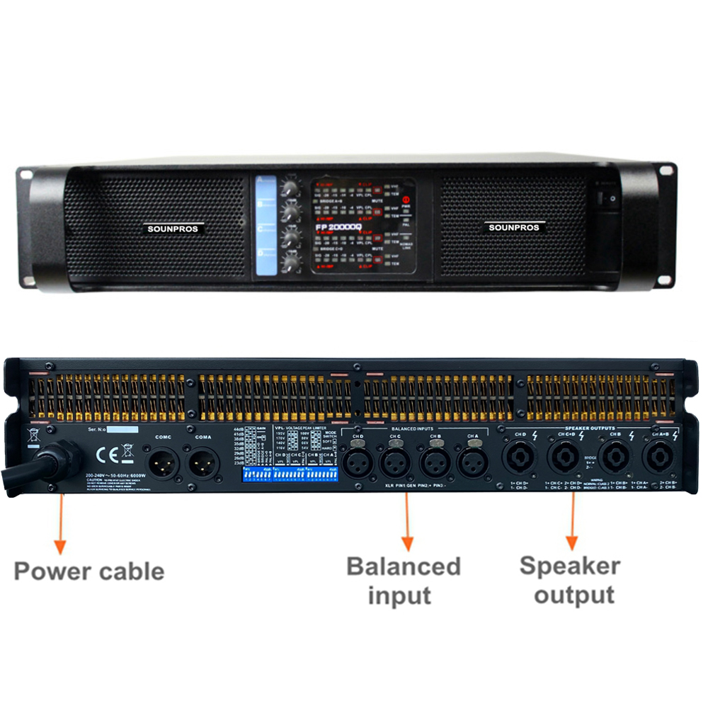Outdoor Power Amplifier - クラスDデジタルパワーアンプ、4チャンネル、fp10000q、fp20000q、fp14000、ステージ用最大10000ワット、ライブショースピーカー