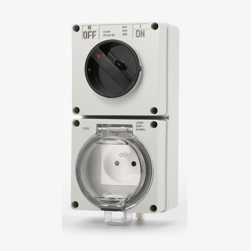 Outdoor Power Usa - 防水および防塵屋外壁電源ソケット,非常に安全,16a,電気出力,オン/オフスイッチ付き産業用,ip66,220v