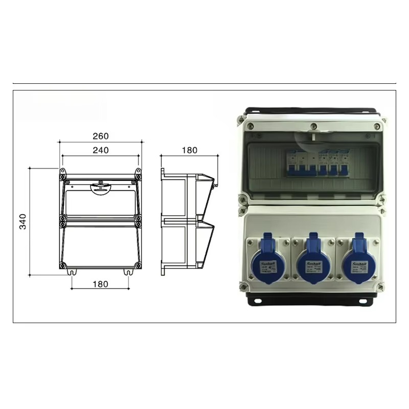 32A IP65 防水屋外プラスチック壁掛け配電ボックス電源 - Outdoor Power Distribution Board のレビューと価格