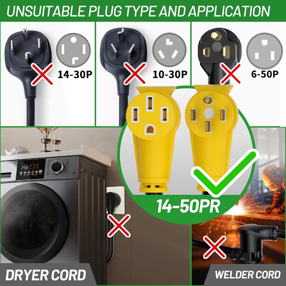米国発送 最新 25フィート 50アンペア RV EV延長コ - Outdoor Power Extension Cord のレビューと価格