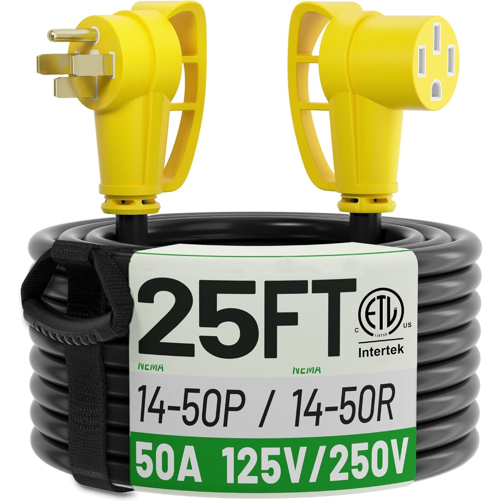 米国発送 最新 25フィート 50アンペア RV EV延長コ - Outdoor Power Extension Cord のレビューと価格
