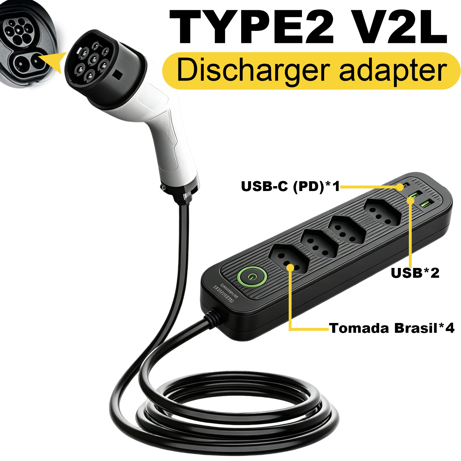 タイプ2 V2L放電アダプター 16A ブラジルソケット E - Outdoor Power Port のレビューと価格