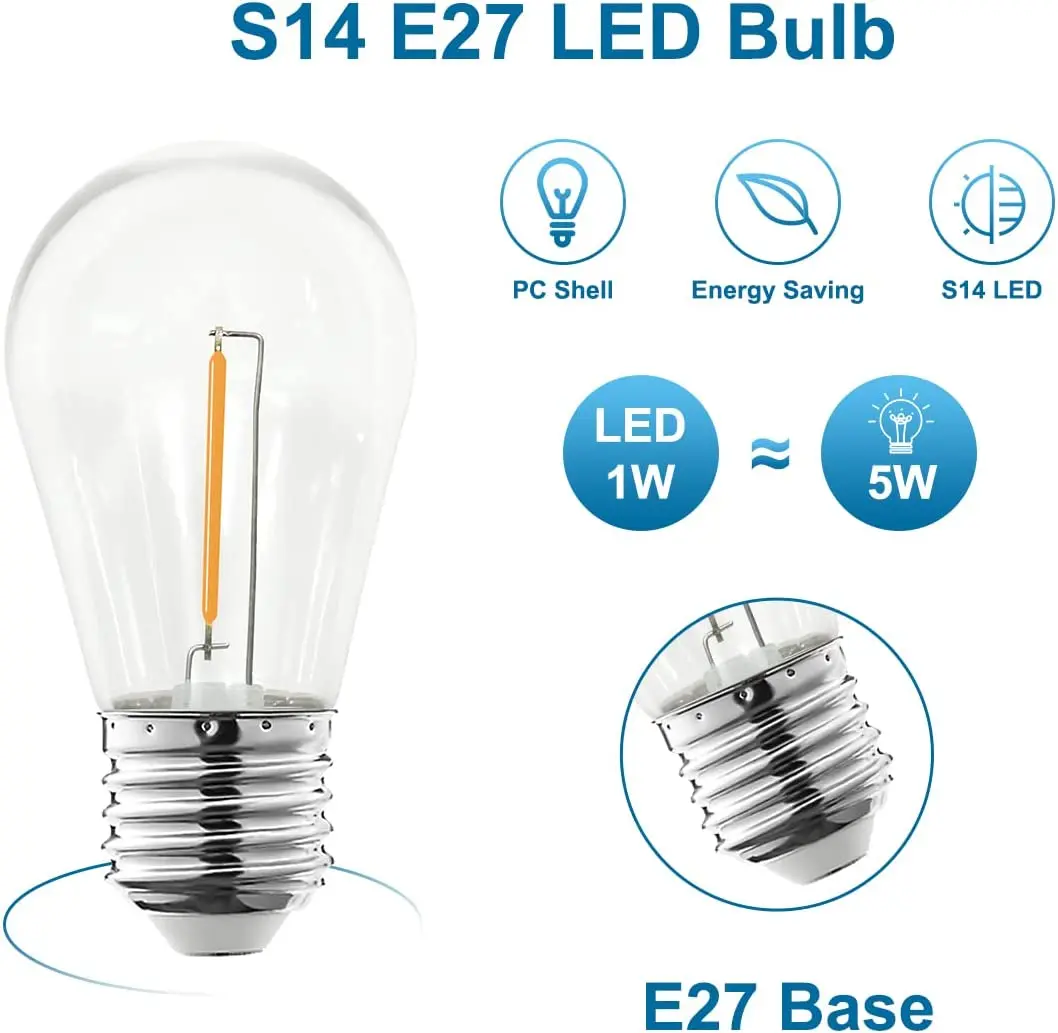10 パック 5 V 24 V S14 調光可能なフィラメン - Outdoor Power Lead Cover のレビューと価格