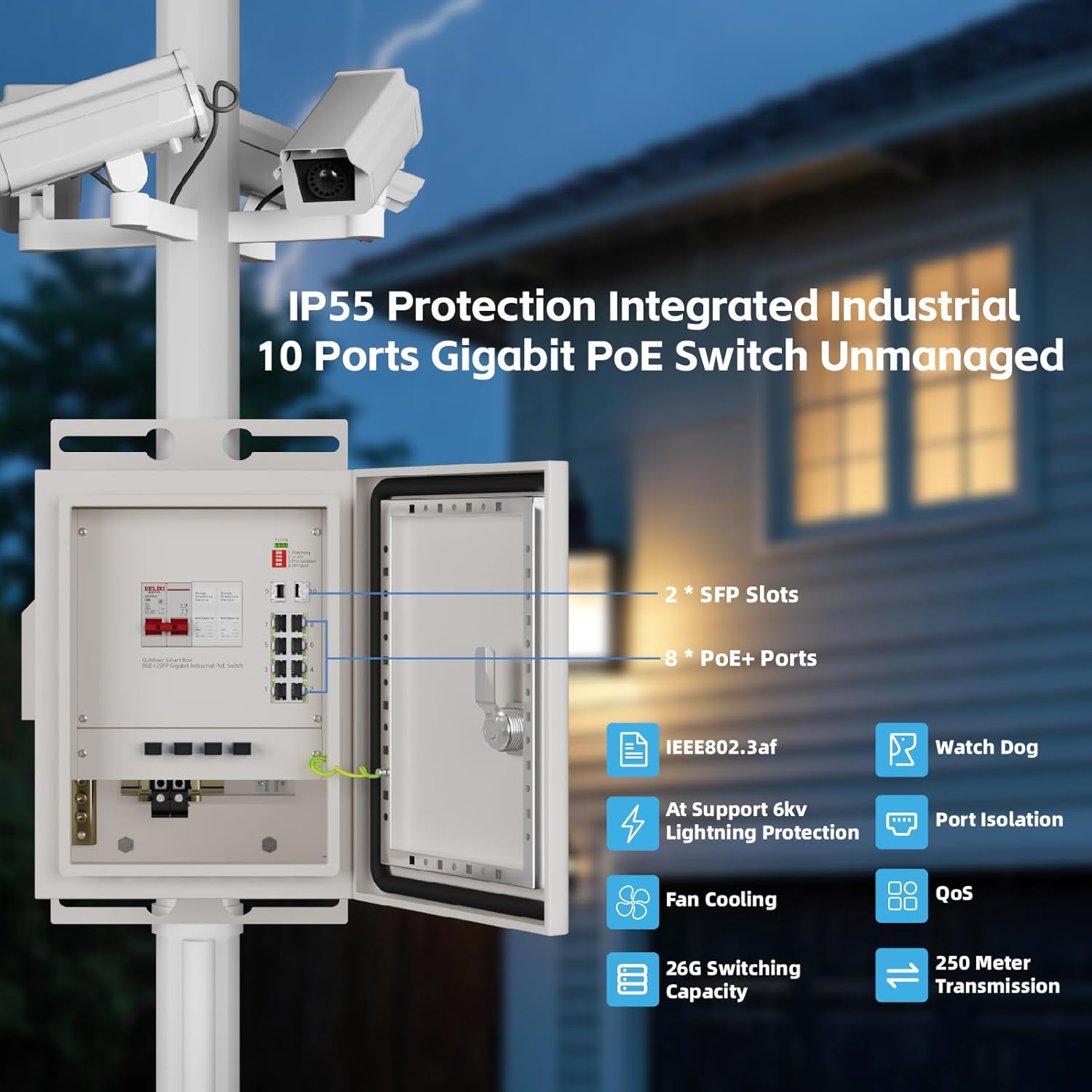 KeepLiNK屋外スマートネットワークボックス8ポートギガ - Outdoor Power Port のレビューと価格